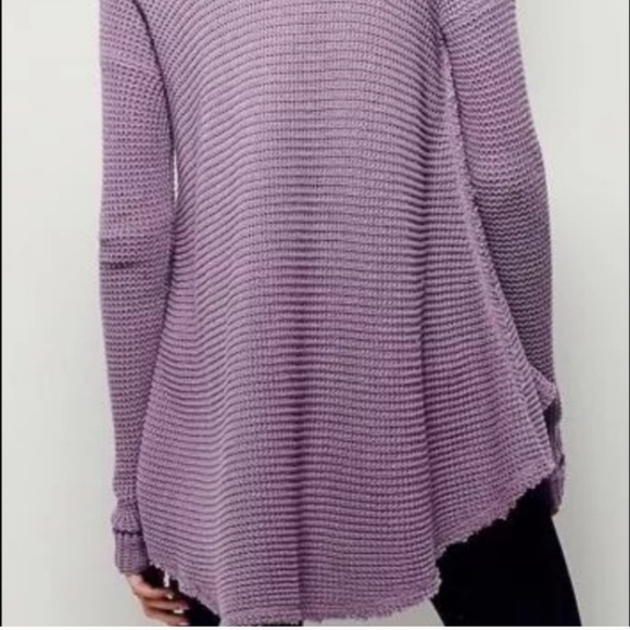 Free People Moonshine Waffle Knit Cold Shoulder Sweater in Lavender Size Medium - Picture 5 of 14